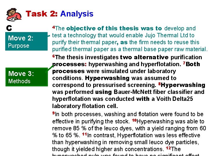 Task 2: Analysis C Move 2: Purpose Move 3: Methods objective of this thesis