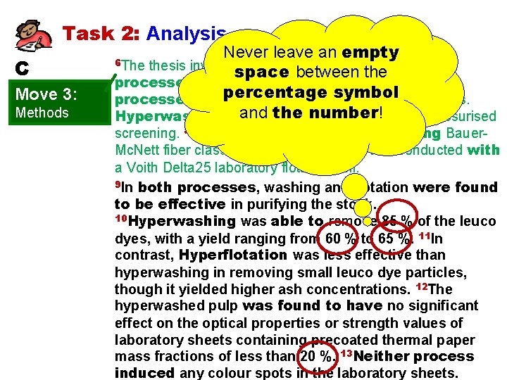 Task 2: Analysis C Move 3: Methods Never leave an empty thesis two alternative