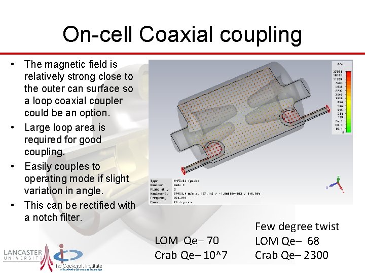 On-cell Coaxial coupling • The magnetic field is relatively strong close to the outer