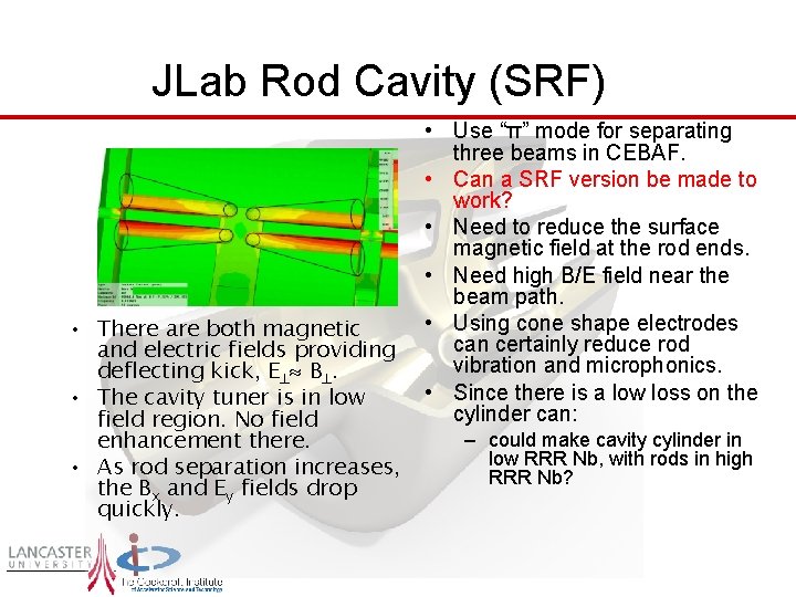 JLab Rod Cavity (SRF) • There are both magnetic and electric fields providing deflecting