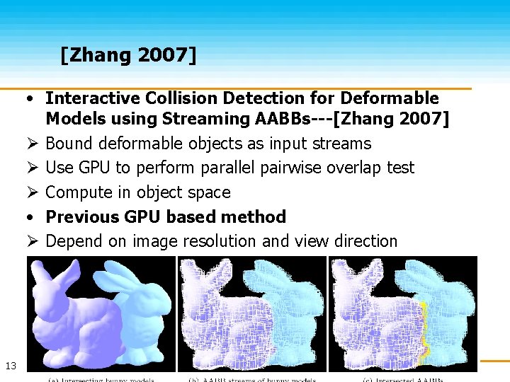 [Zhang 2007] • Interactive Collision Detection for Deformable Models using Streaming AABBs---[Zhang 2007] Ø