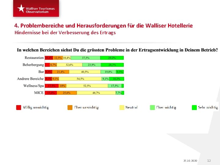 4. Problembereiche und Herausforderungen für die Walliser Hotellerie Hindernisse bei der Verbesserung des Ertrags