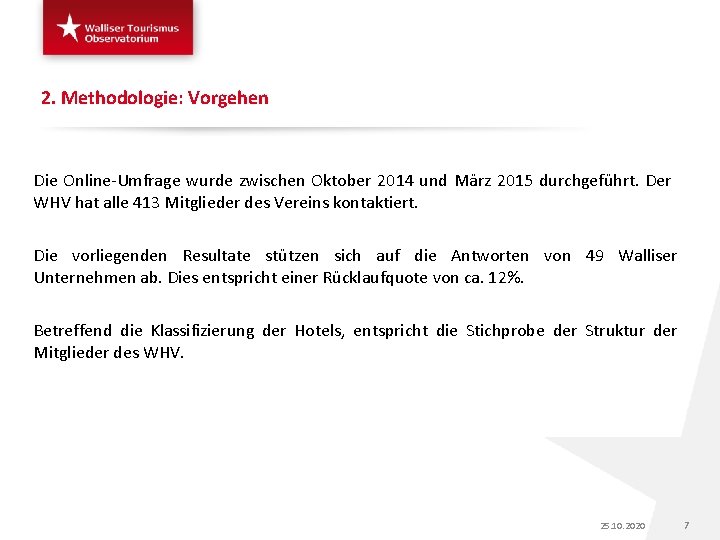 2. Methodologie: Vorgehen Die Online-Umfrage wurde zwischen Oktober 2014 und März 2015 durchgeführt. Der