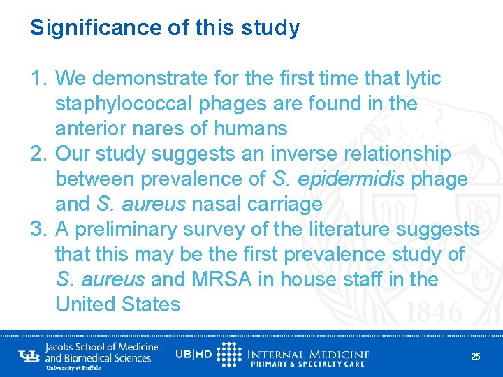 Significance of this study 1. We demonstrate for the first time that lytic staphylococcal
