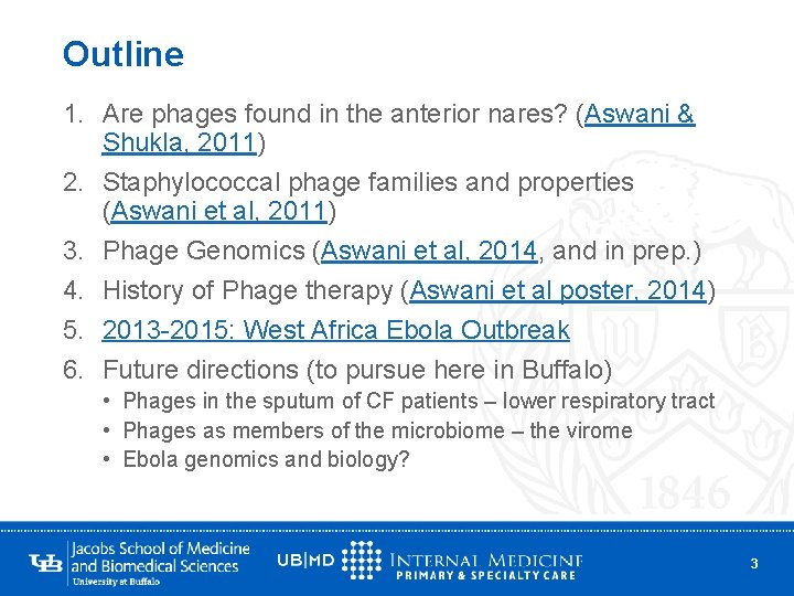 Outline 1. Are phages found in the anterior nares? (Aswani & Shukla, 2011) 2.
