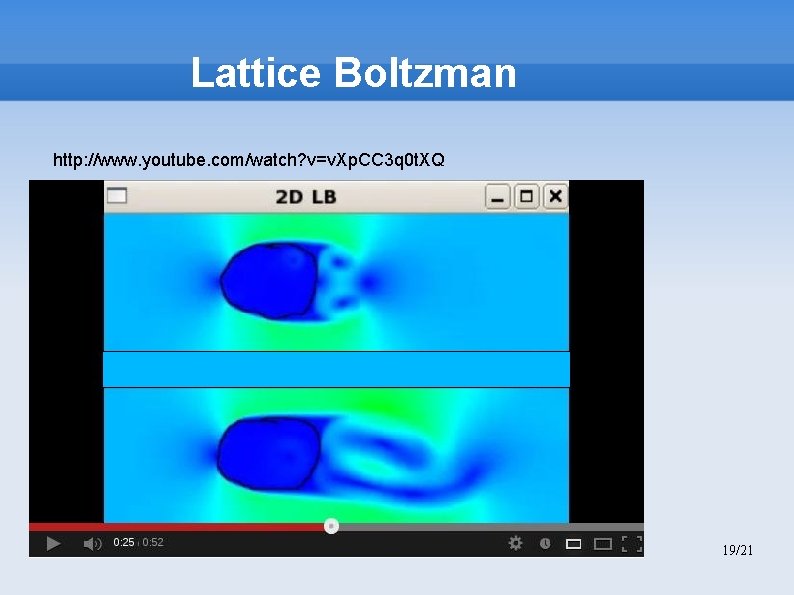 Lattice Boltzman http: //www. youtube. com/watch? v=v. Xp. CC 3 q 0 t. XQ