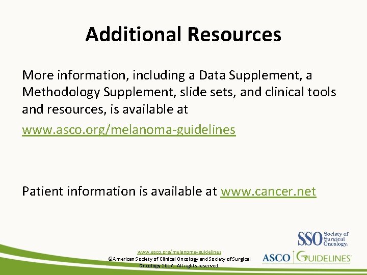 Additional Resources More information, including a Data Supplement, a Methodology Supplement, slide sets, and