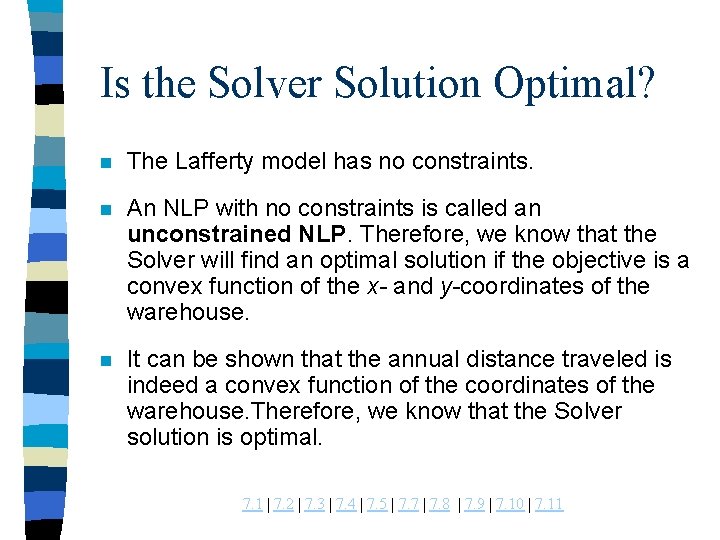 Is the Solver Solution Optimal? n The Lafferty model has no constraints. n An