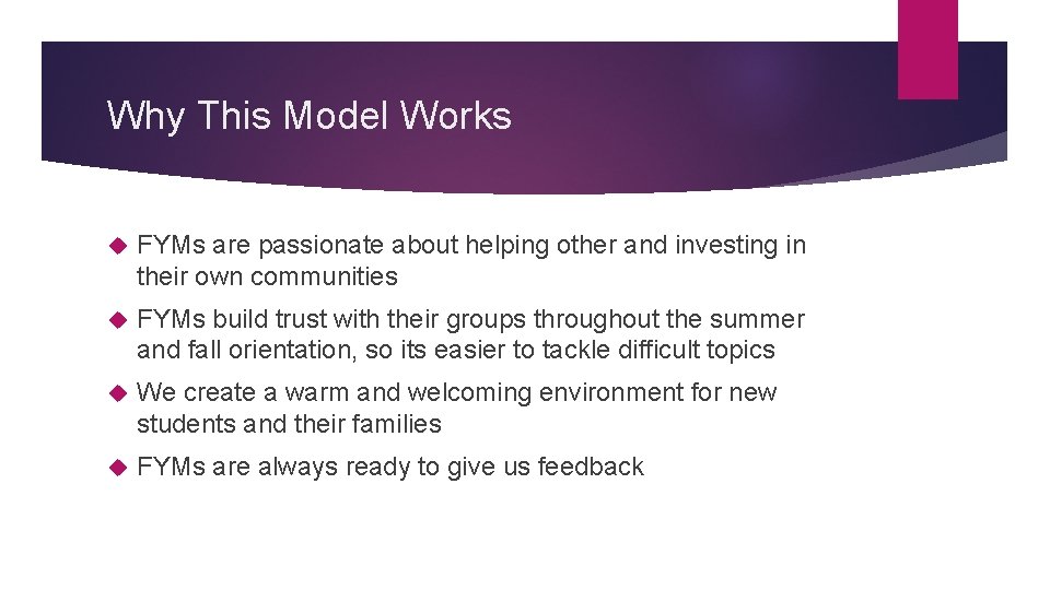 Why This Model Works FYMs are passionate about helping other and investing in their