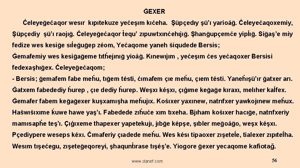  ĞEXER Ćeleyeğećaqor wesır kıpıtekuze yećeşım kıćeha. Şüpçedıy şü’ı yarioáğ. Ćeleyećaqoxemiy, Şüpçediy şü’ı raojığ.