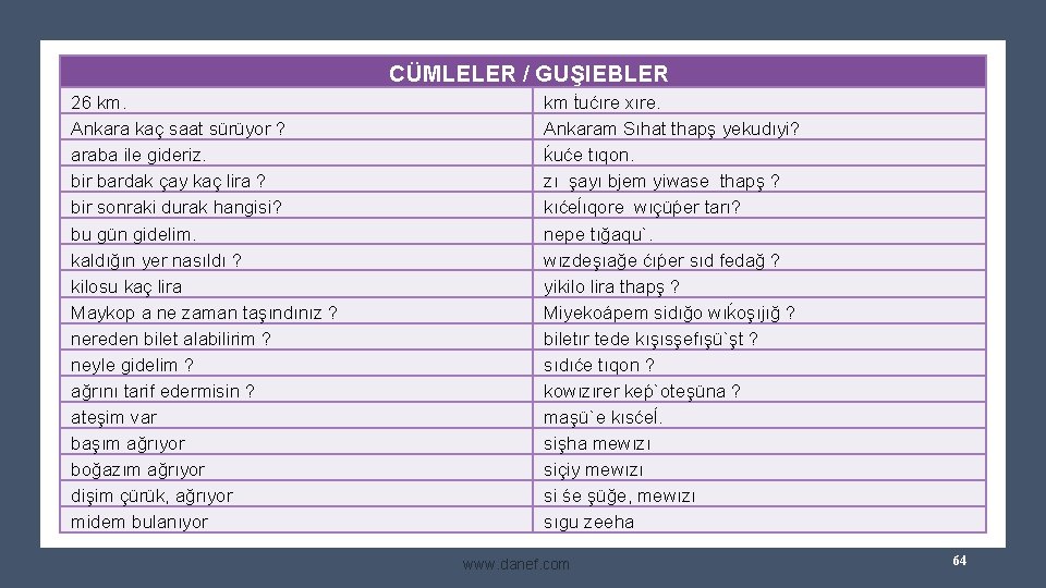  CÜMLELER / GUŞIEBLER 26 km. Ankara kaç saat sürüyor ? araba ile gideriz.