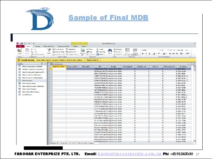 Sample of Final MDB FAROHAR ENTERPRIZE PTE. LTD. Email: karma@mccorporate. com. sg Ph: +6591868500