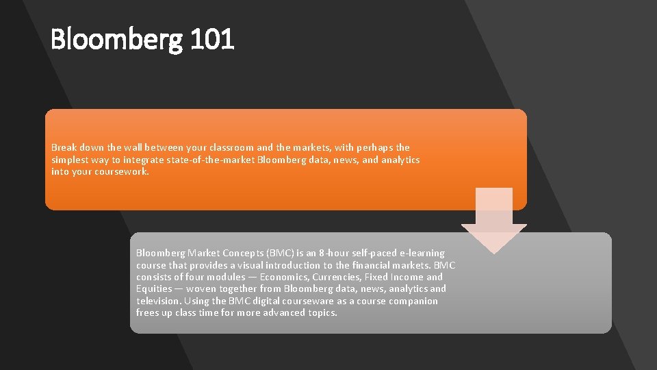 Bloomberg 101 Break down the wall between your classroom and the markets, with perhaps