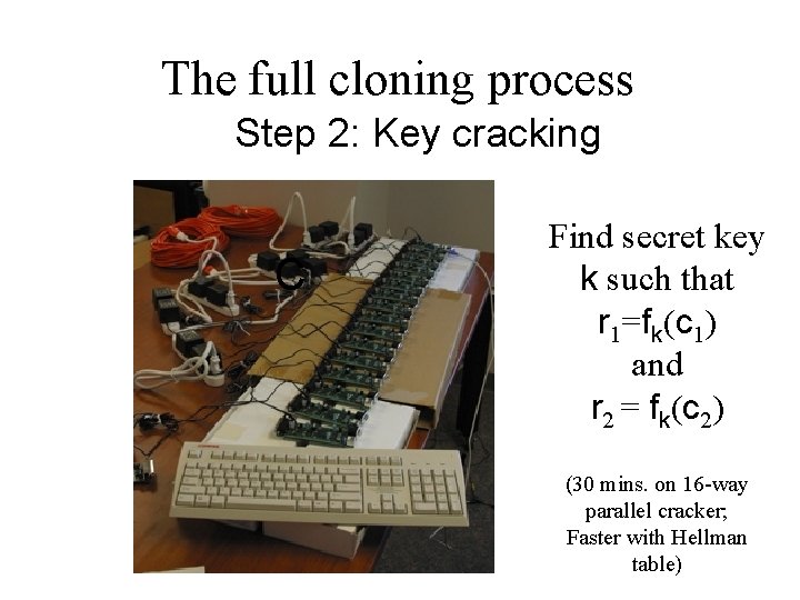 The full cloning process Step 2: Key cracking C Find secret key k such