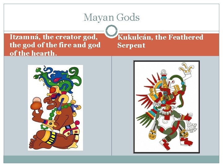 Mayan Gods Itzamná, the creator god, the god of the fire and god of