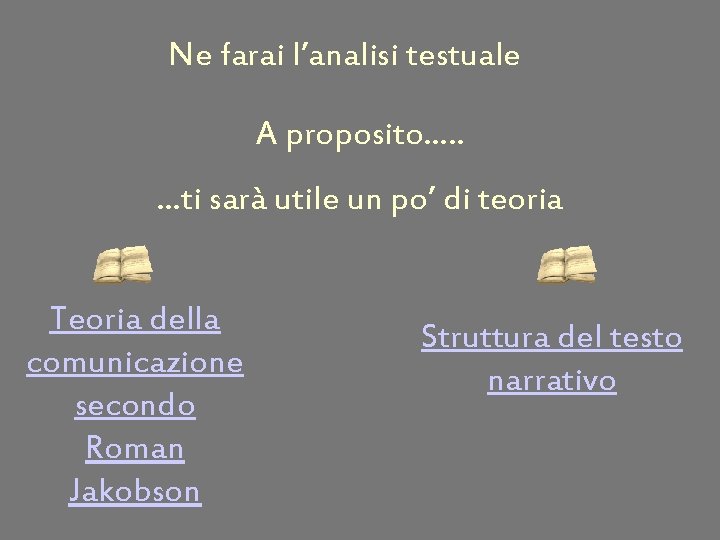 Ne farai l’analisi testuale A proposito…. . …ti sarà utile un po’ di teoria
