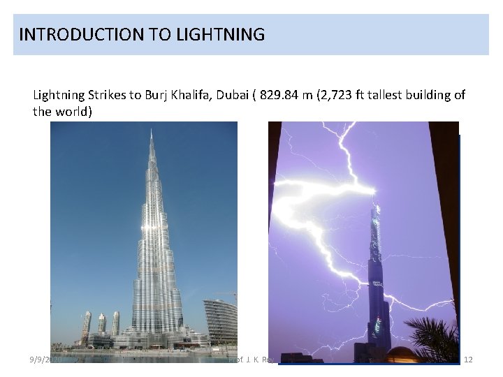 INTRODUCTION TO LIGHTNING Lightning Strikes to Burj Khalifa, Dubai ( 829. 84 m (2,