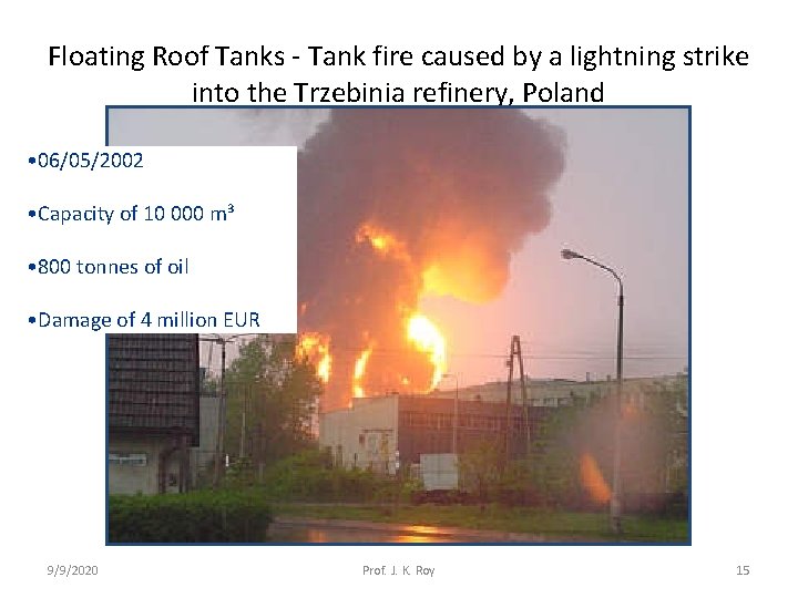 Floating Roof Tanks - Tank fire caused by a lightning strike into the Trzebinia