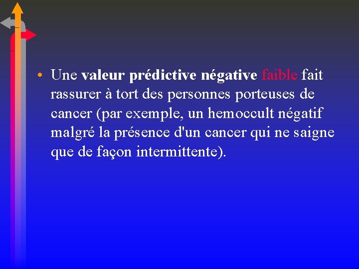  • Une valeur prédictive négative faible fait rassurer à tort des personnes porteuses