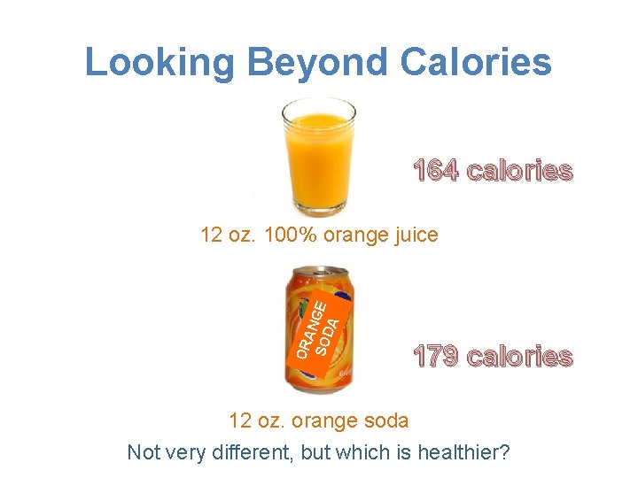 Looking Beyond Calories 164 calories OR AN SO GE DA 12 oz. 100% orange