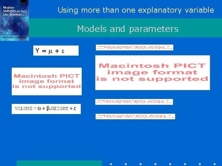 Using more than one explanatory variable Models and parameters Y= + 