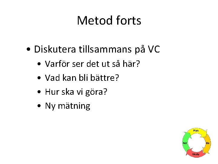 Metod forts • Diskutera tillsammans på VC • • Varför ser det ut så