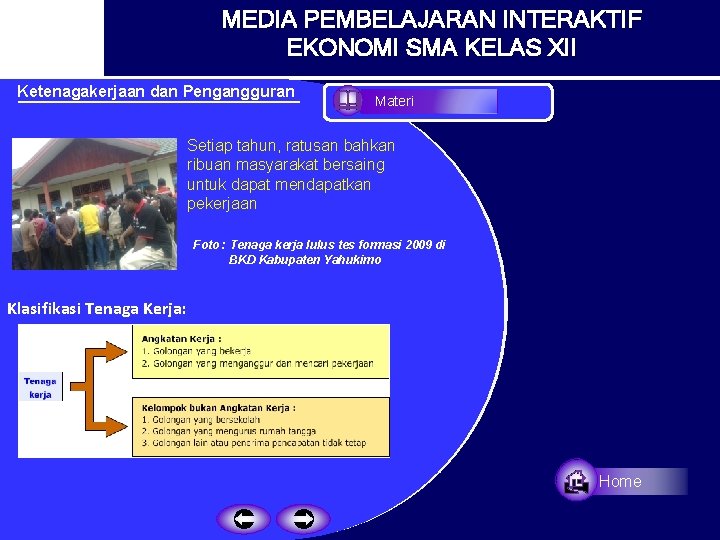 MEDIA PEMBELAJARAN INTERAKTIF EKONOMI SMA KELAS XII Ketenagakerjaan dan Pengangguran Materi Setiap tahun, ratusan