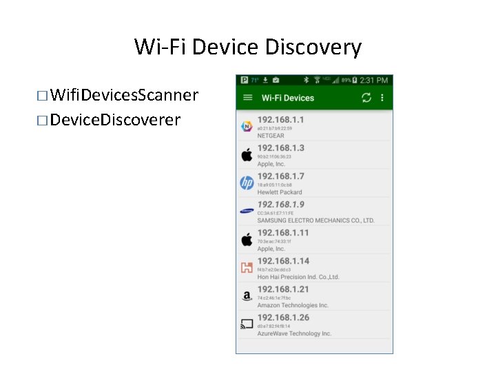 Wi-Fi Device Discovery � Wifi. Devices. Scanner � Device. Discoverer 