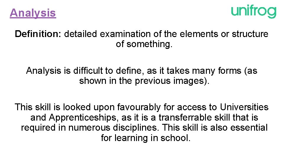 Analysis Definition: detailed examination of the elements or structure of something. Analysis is difficult