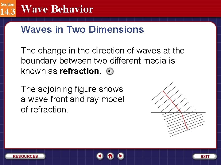 Section 14. 3 Wave Behavior Waves in Two Dimensions The change in the direction