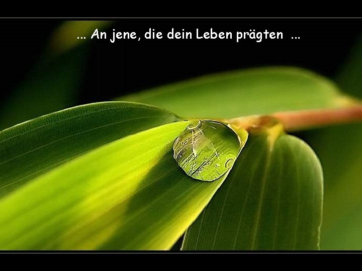 . . . An jene, die dein Leben prägten. . . 