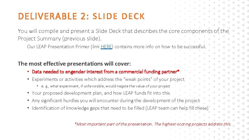 DELIVERABLE 2: SLIDE DECK You will compile and present a Slide Deck that describes