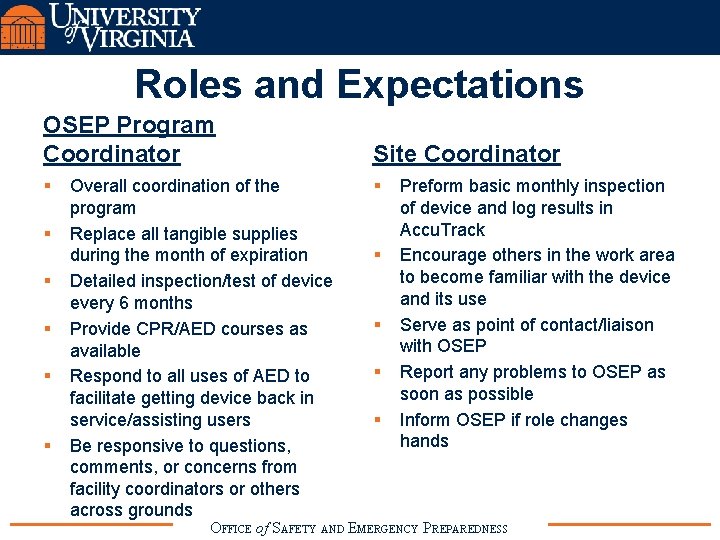 Roles and Expectations OSEP Program Coordinator Site Coordinator § § § § Overall coordination