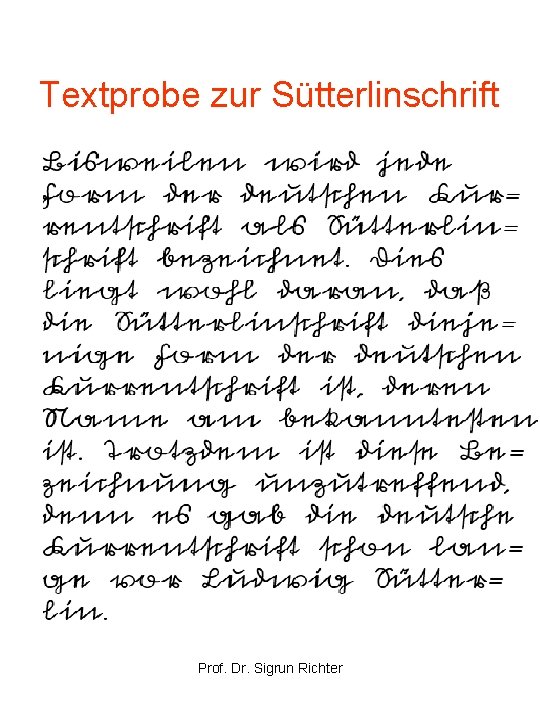 Textprobe zur Sütterlinschrift Prof. Dr. Sigrun Richter 