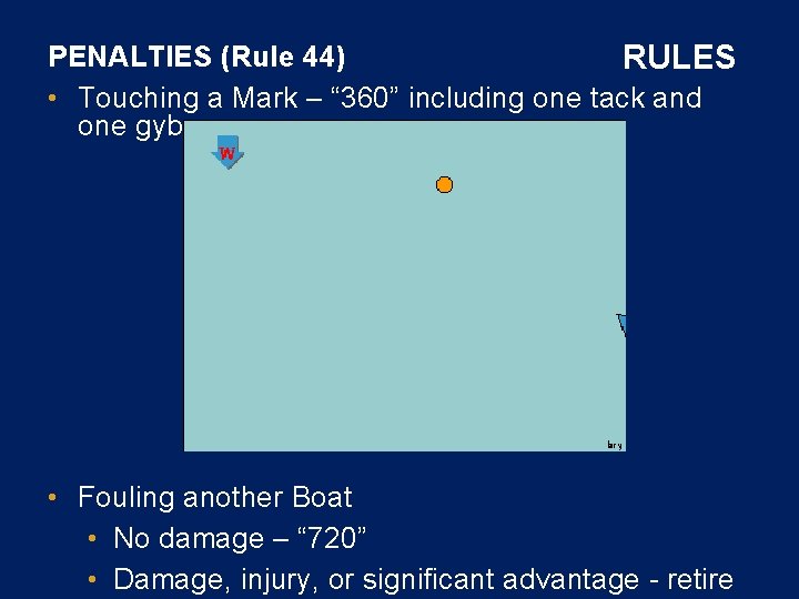 PENALTIES (Rule 44) RULES • Touching a Mark – “ 360” including one tack