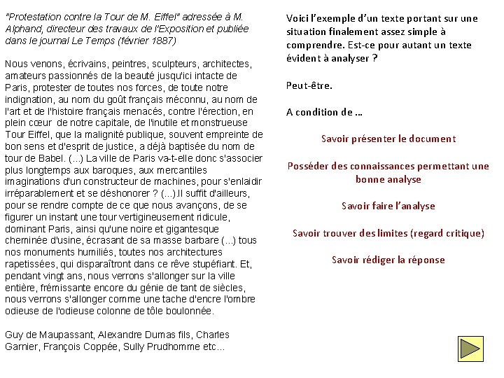 "Protestation contre la Tour de M. Eiffel" adressée à M. Alphand, directeur des travaux