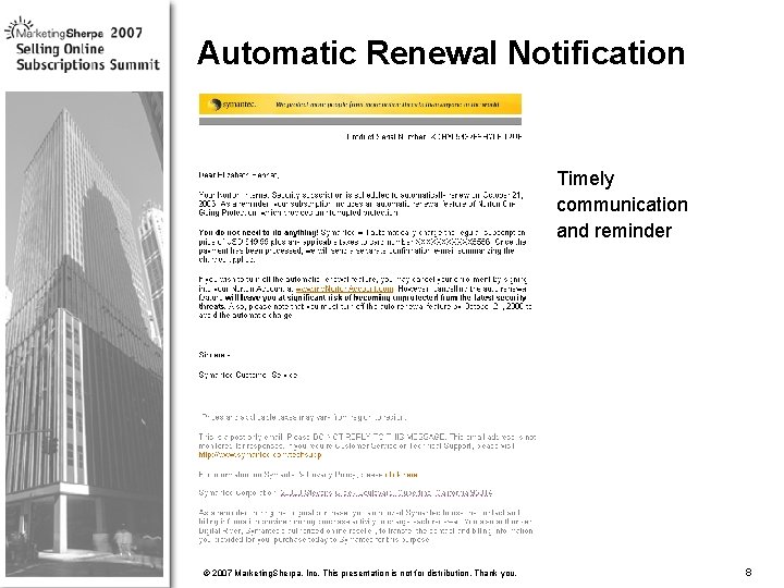 Automatic Renewal Notification Timely communication and reminder More data on this topic available from:
