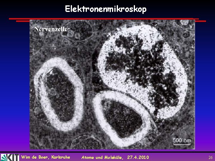 Elektronenmikroskop Wim de Boer, Karlsruhe Atome und Moleküle, 27. 4. 2010 26 