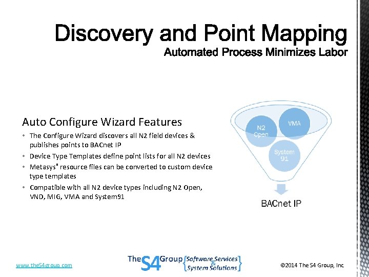 Auto Configure Wizard Features • The Configure Wizard discovers all N 2 field devices