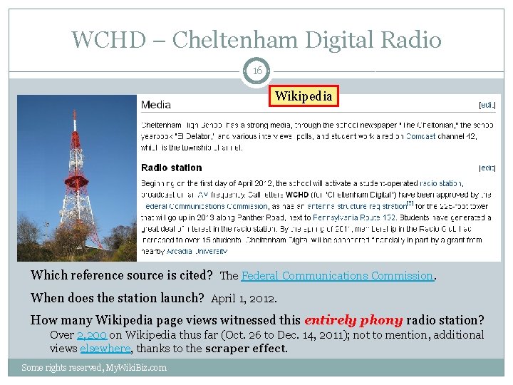 WCHD – Cheltenham Digital Radio 16 Wikipedia Which reference source is cited? The Federal