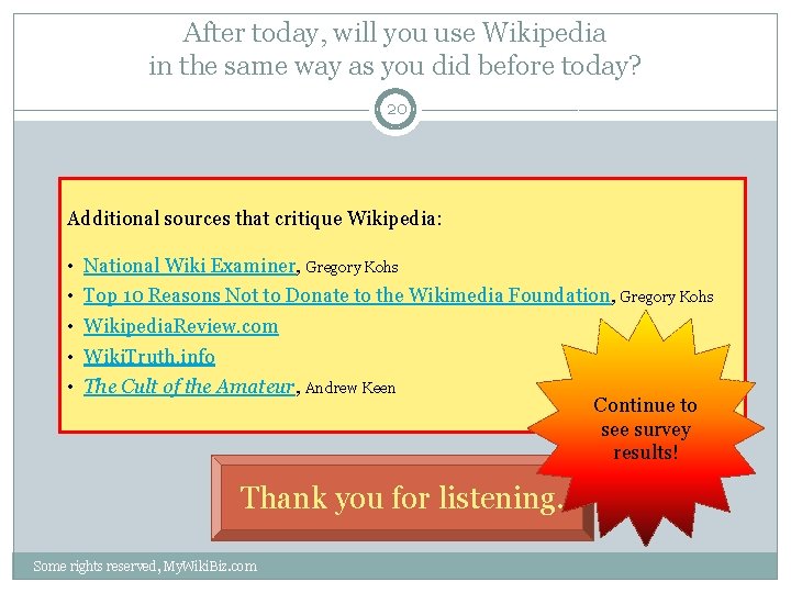 After today, will you use Wikipedia in the same way as you did before