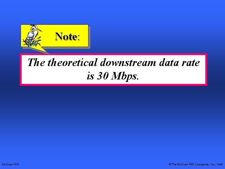 Note: The theoretical downstream data rate is 30 Mbps. Mc. Graw-Hill ©The Mc. Graw-Hill