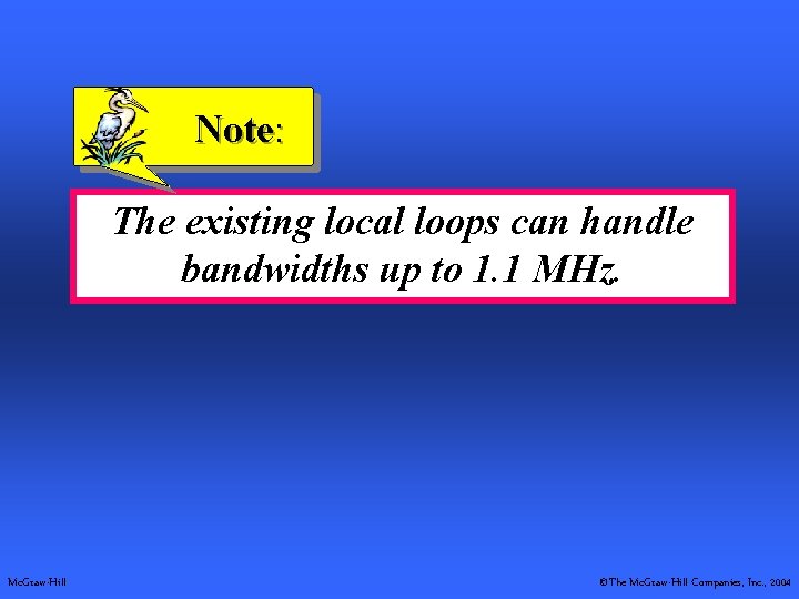 Note: The existing local loops can handle bandwidths up to 1. 1 MHz. Mc.
