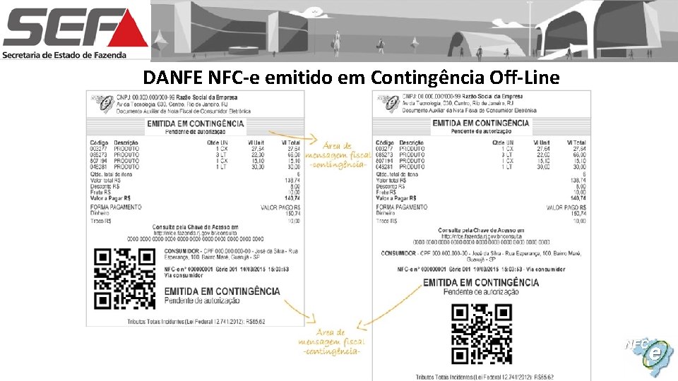 DANFE NFC-e emitido em Contingência Off-Line 