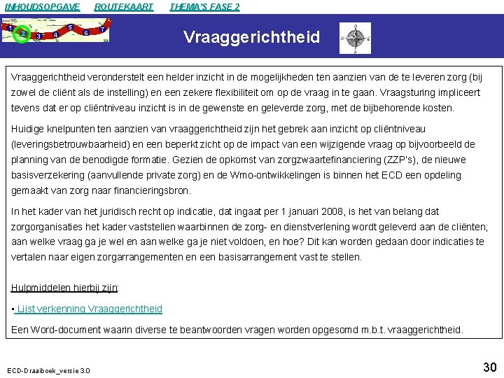 INHOUDSOPGAVE 1 2 5 3 4 ROUTEKAART 6 7 THEMA’S FASE 2 Vraaggerichtheid veronderstelt