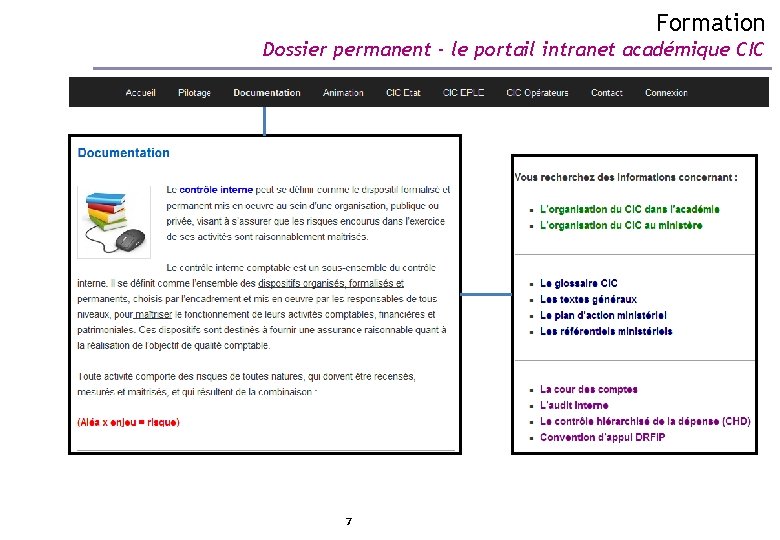 Formation Dossier permanent - le portail intranet académique CIC 7 