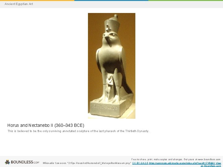 Ancient Egyptian Art Horus and Nectanebo II (360– 343 BCE) This is believed to