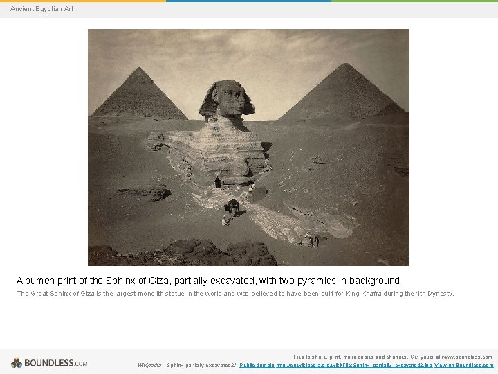 Ancient Egyptian Art Albumen print of the Sphinx of Giza, partially excavated, with two