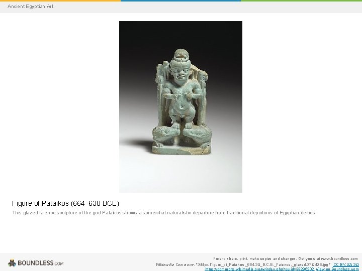 Ancient Egyptian Art Figure of Pataikos (664– 630 BCE) This glazed faience sculpture of