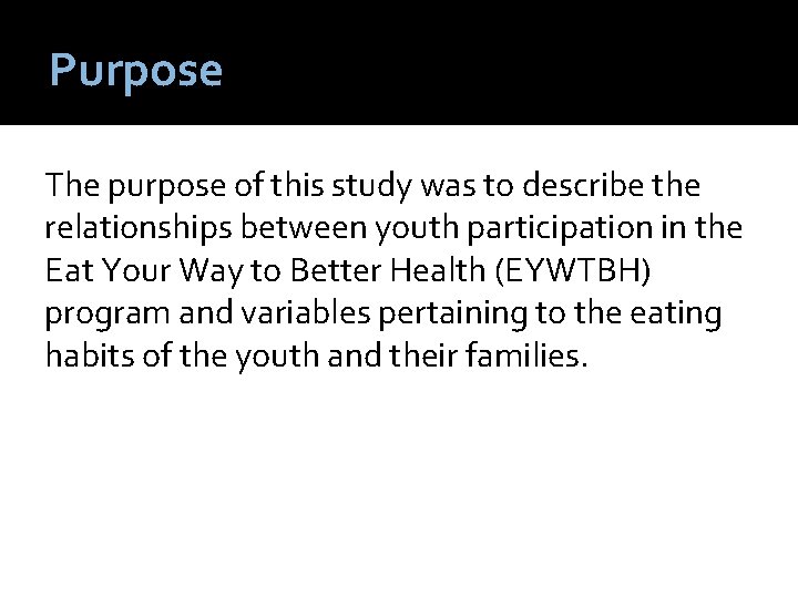 Purpose The purpose of this study was to describe the relationships between youth participation